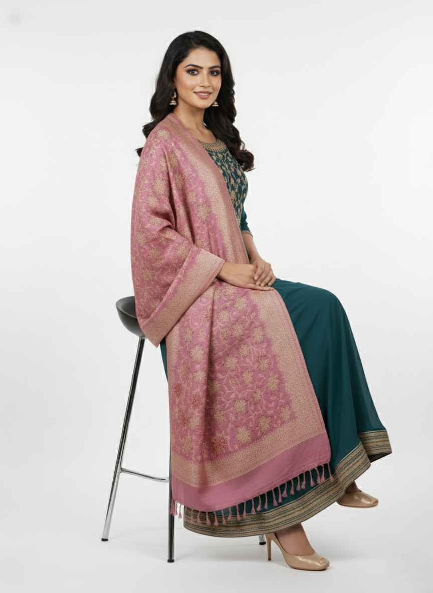 KRITI Warm Woolen Onion Color Shawl for Women