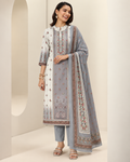 Embroidered Winter Woolen stitched Suit- Grey