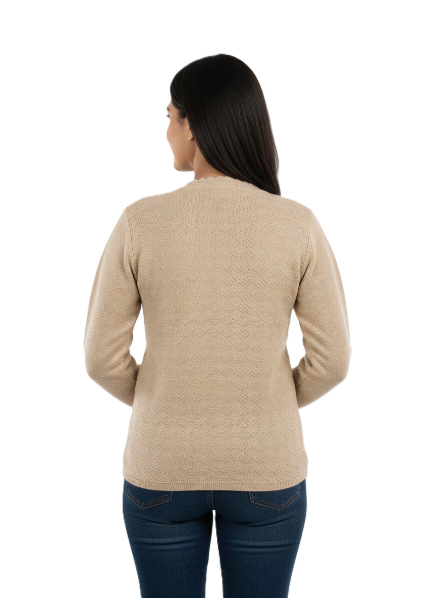 Winter Rainbow Embroidery Cardigan - Beige