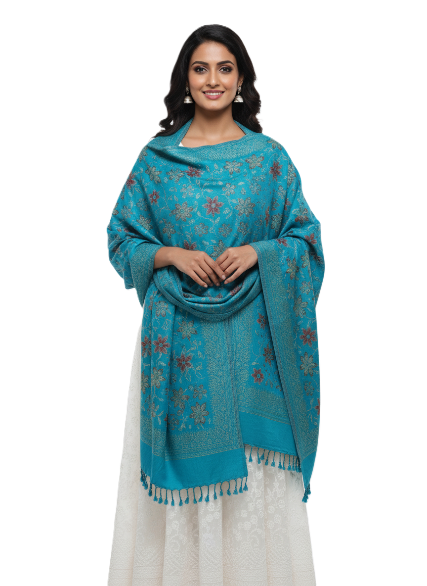 KRITI Warm Woolen Firozi Color Shawl for Women