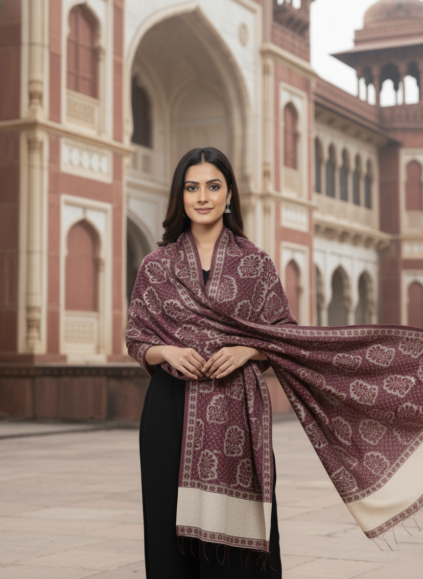 महिलाओं के लिए KRITI फ्लोरल पैटर्न ऊनी रंग शॉ