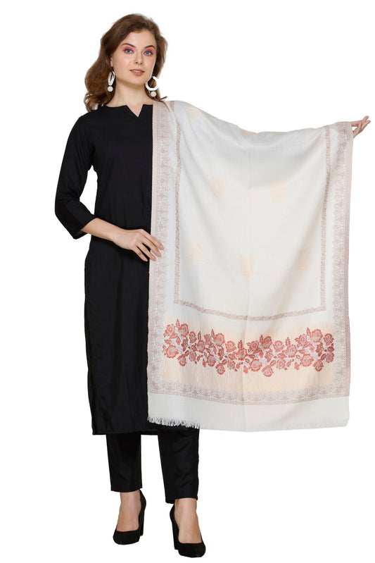 KRITI White Viscose Stole For Women.