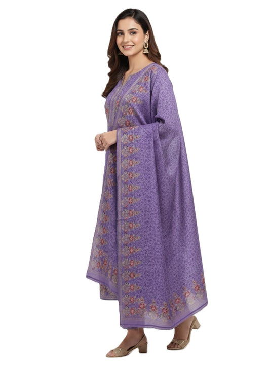 KRITI Winter Woolen Unstitched Suit Lavender Color For Women