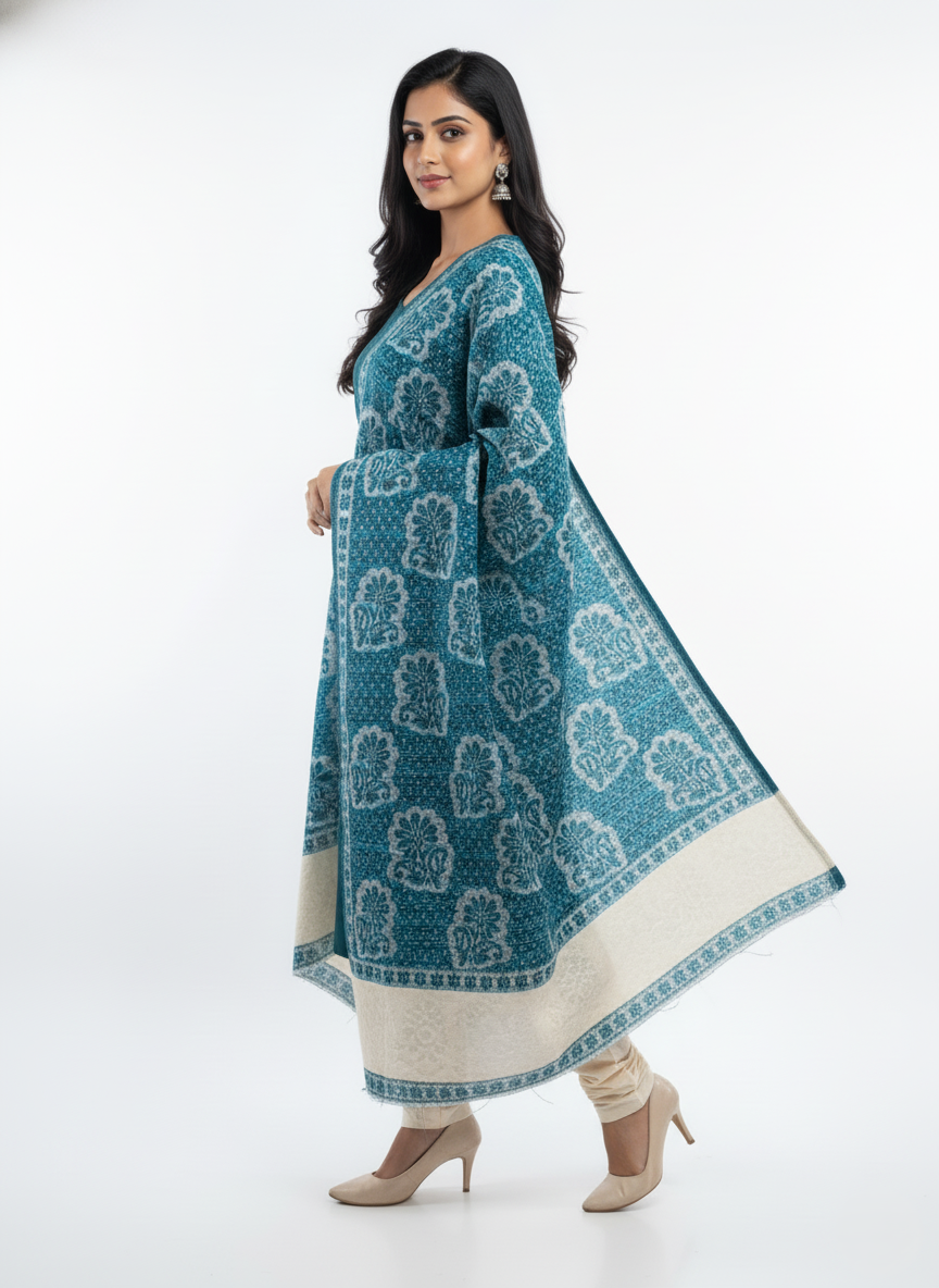 महिलाओं के लिए KRITI फ्लोरल पैटर्न ऊनी रंग का शॉल