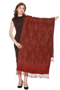 Diamond Pattern Woollen Stole - Maroon