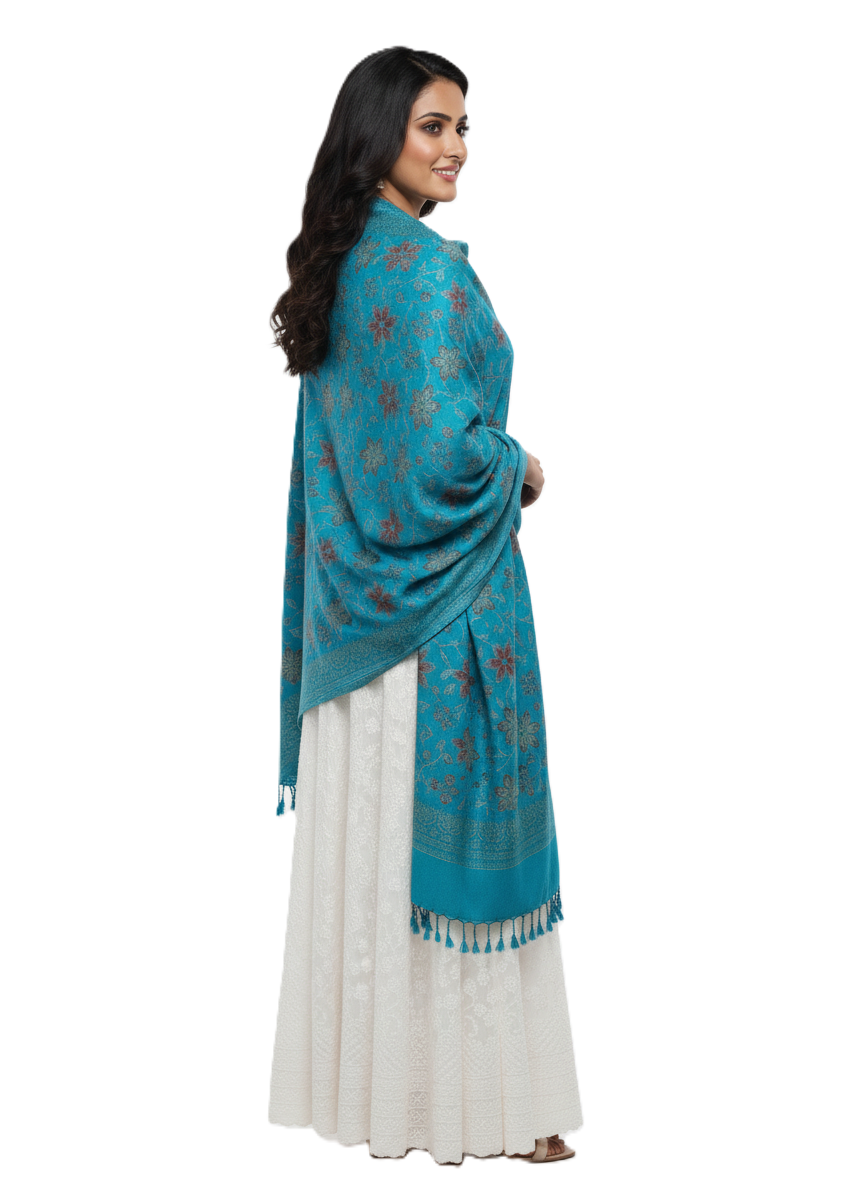 KRITI Warm Woolen Firozi Color Shawl for Women