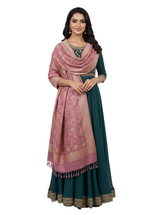 KRITI Warm Woolen Onion Color Shawl for Women