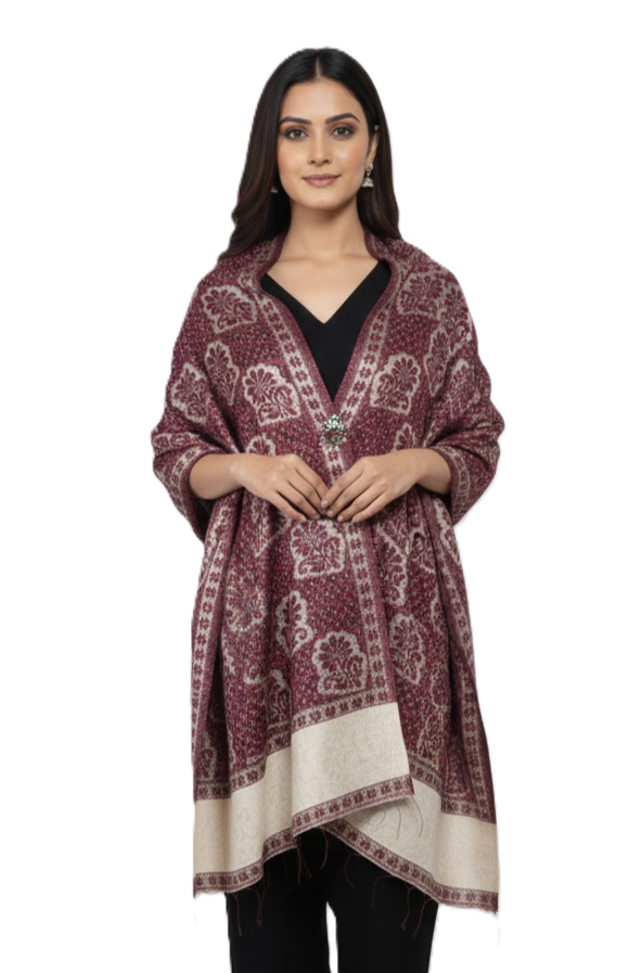 KRITI Floral Pattern Woollen Color Shaw For Women