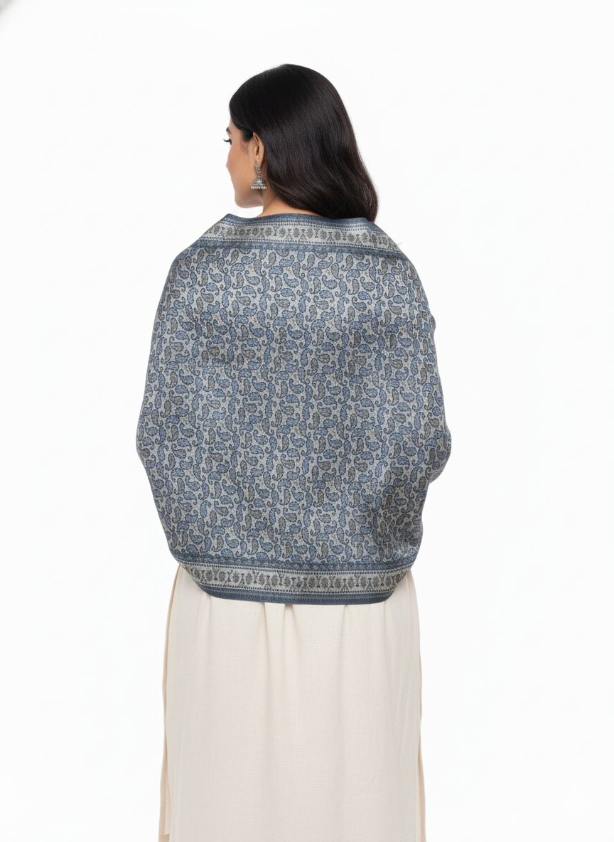 Paisley Pattern Woolen Navy Color Shawl