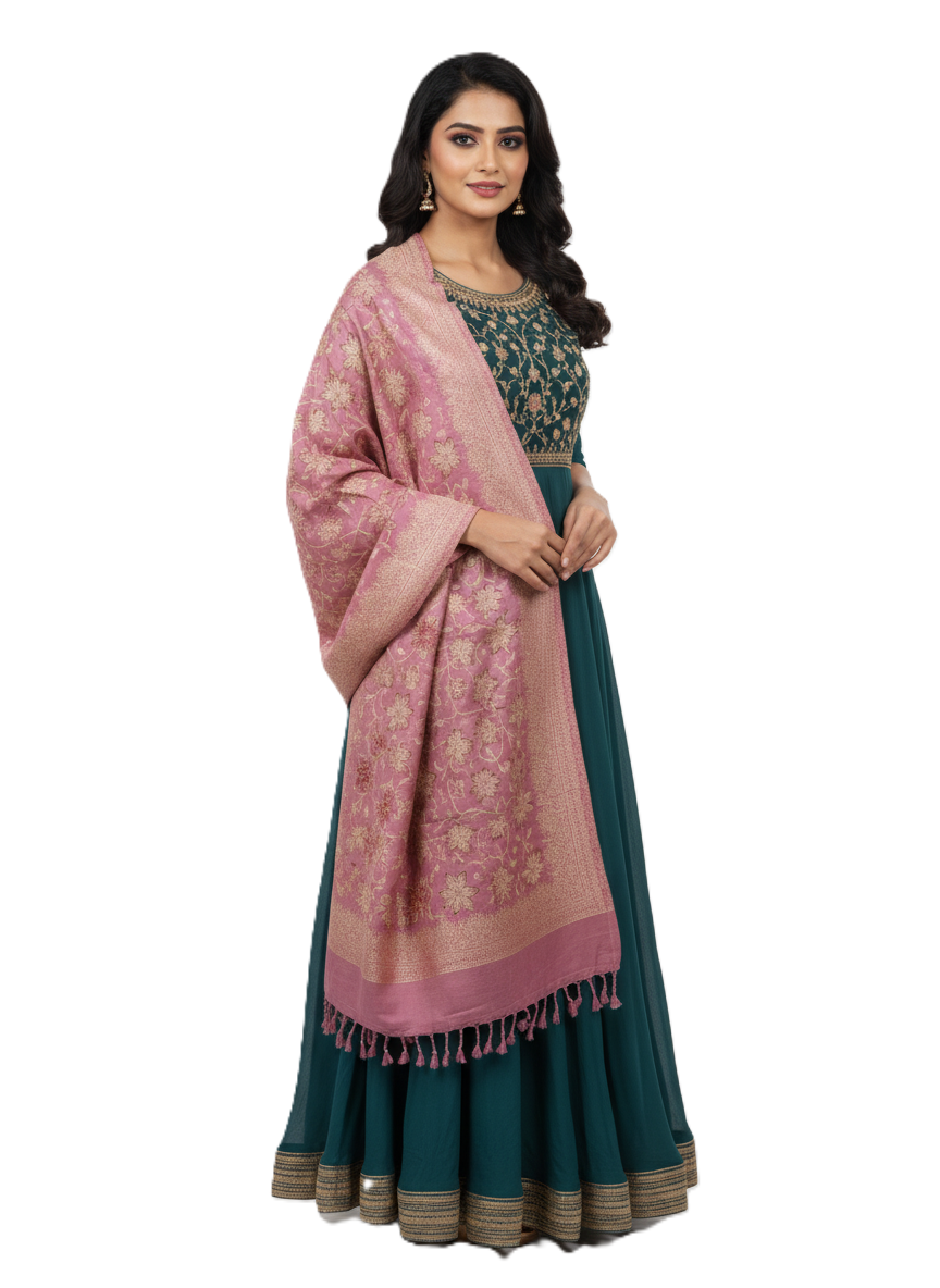 KRITI Warm Woolen Onion Color Shawl for Women