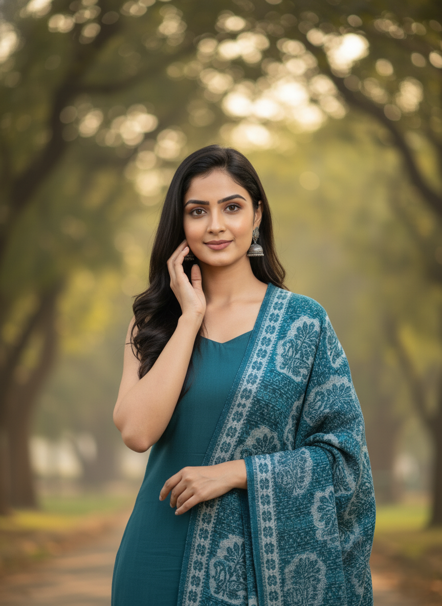 महिलाओं के लिए KRITI फ्लोरल पैटर्न ऊनी रंग का शॉल
