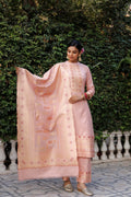 Cotton Silk Collar Pant Unstitched Suit 3 Pcs- Peach