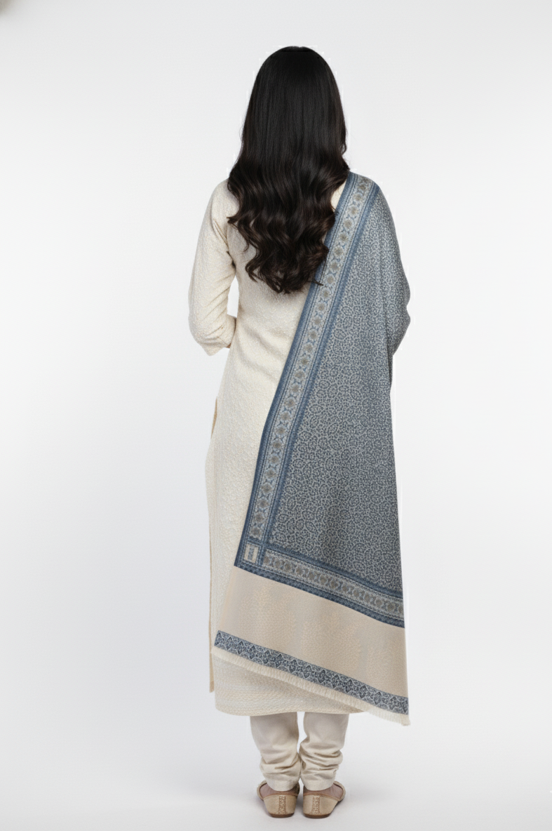 Paisley Pattern Woolen Navy Color Shawl
