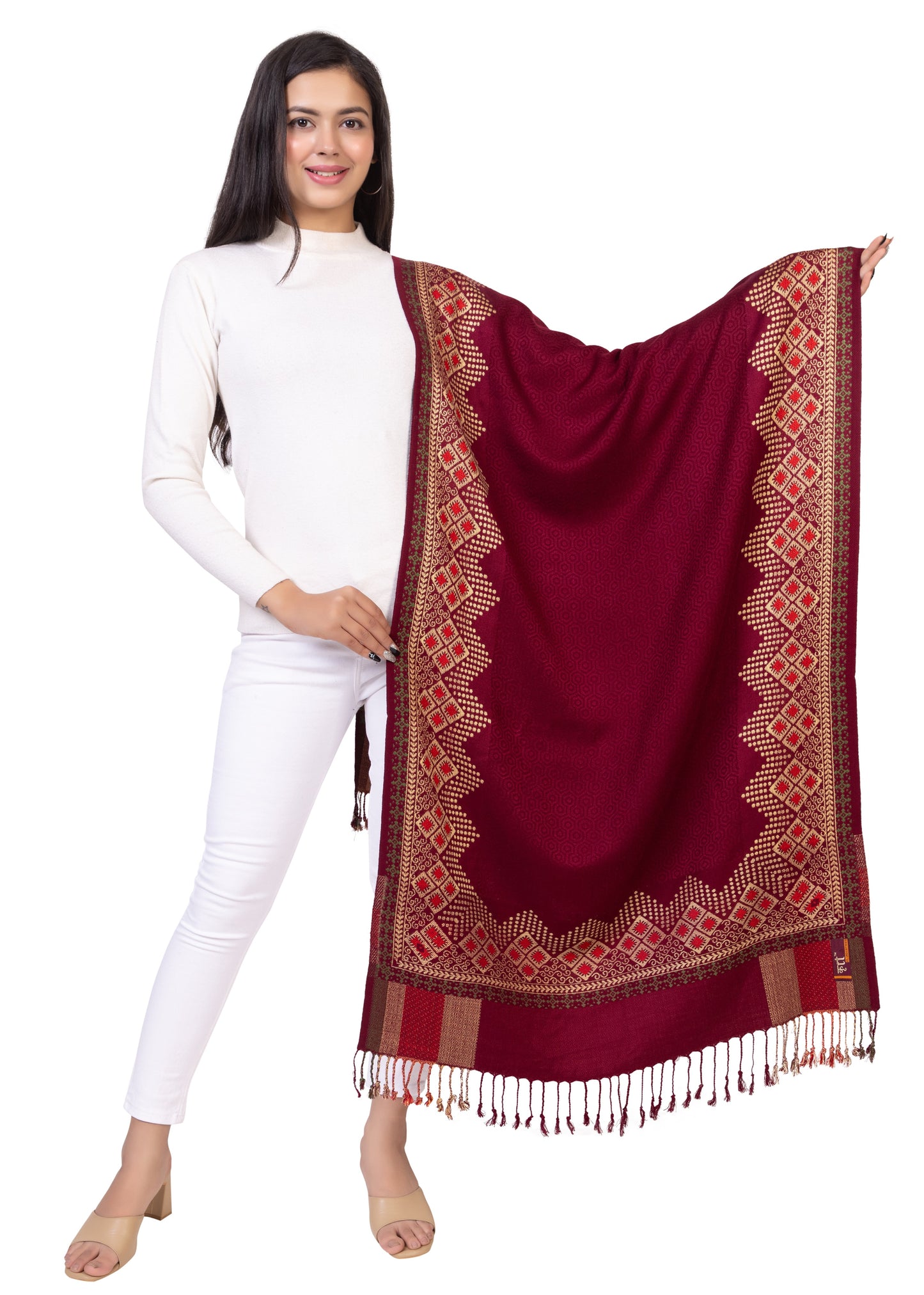 KRITI Wine Viscose Stole For Women