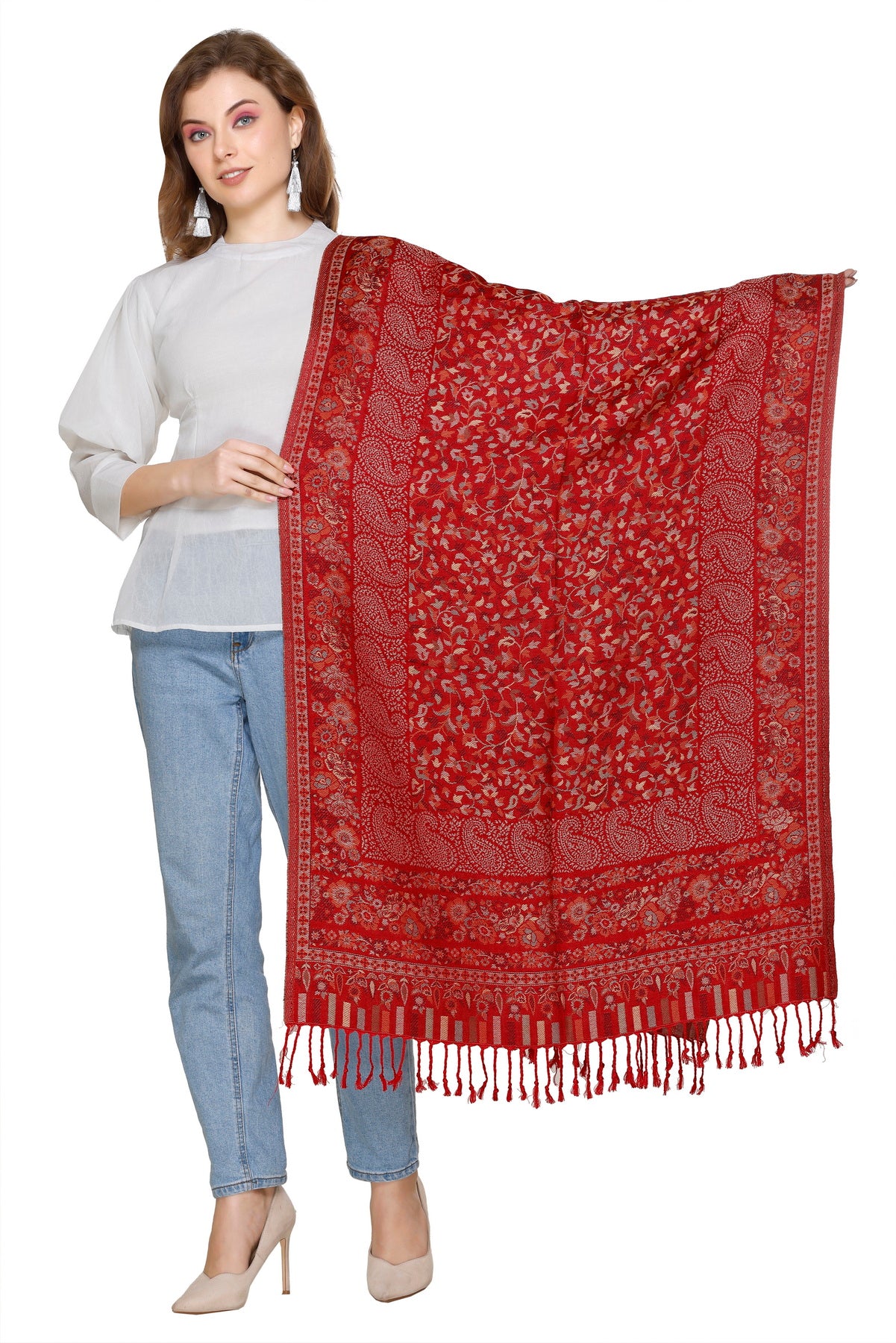 KRITI Maroon Viscose Stole For Women.