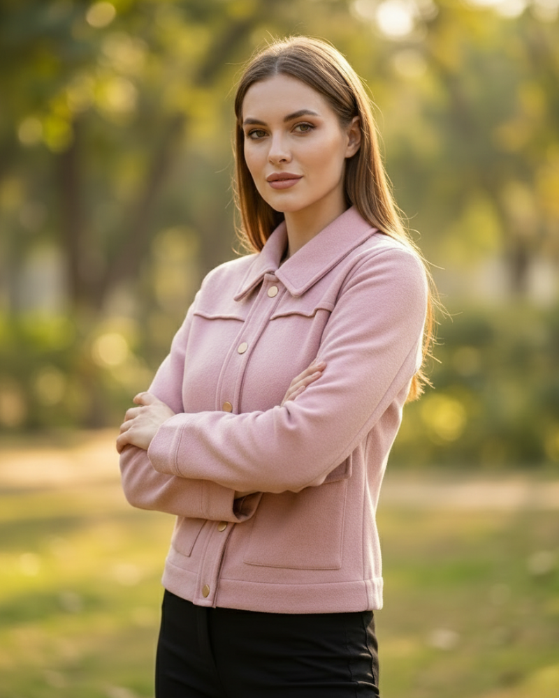 Tweet FABRIC Solid Short Coat- Pink