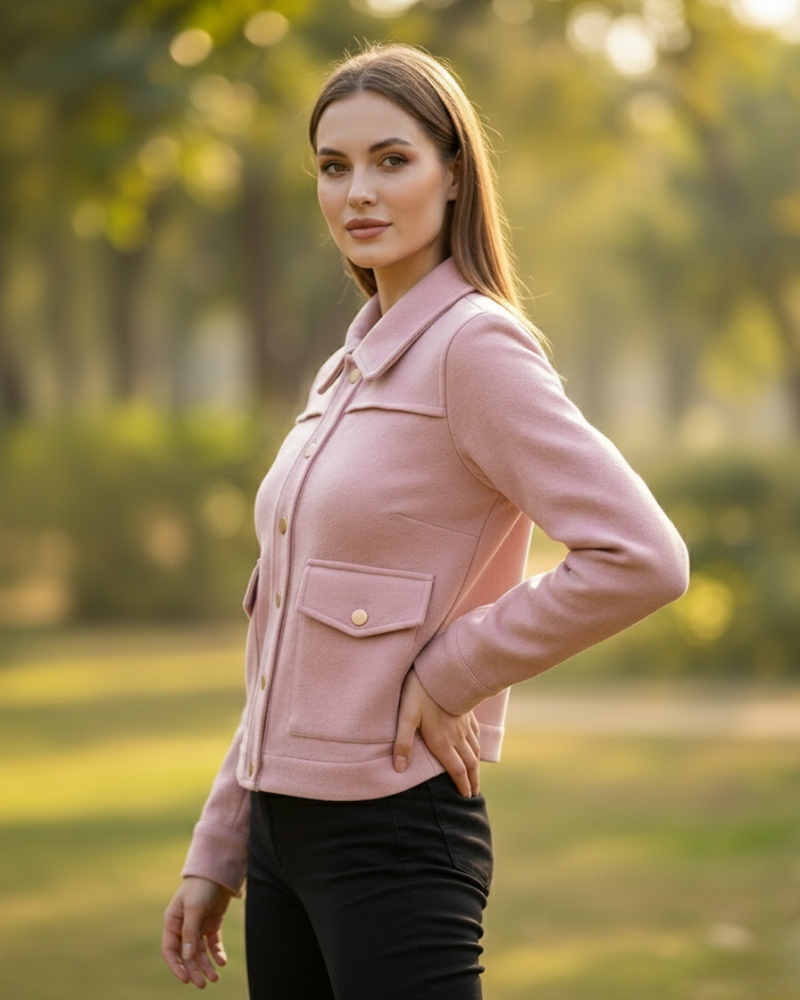 Tweet FABRIC Solid Short Coat- Pink