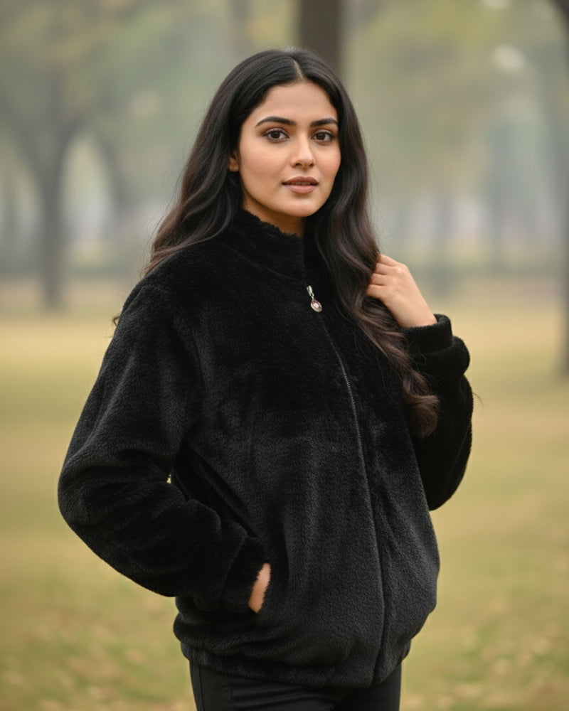 Women’s Premium Wool Blend Faux Fur Winter Jacket