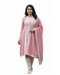 Hair Wool Fabric 3 PC Kurti Set - Peach