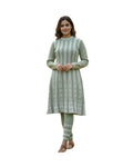 KRITI Knitted Woolen Frock Kurta Set | 2-Piece Winter Kurti with Bottom Wear