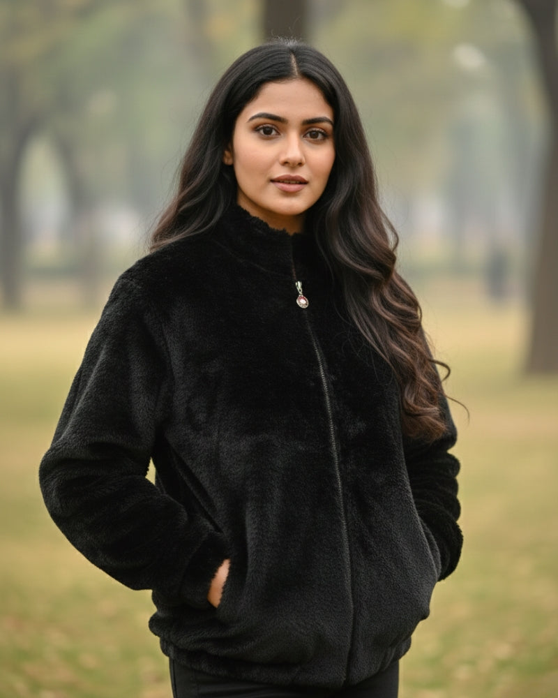 Women’s Premium Wool Blend Faux Fur Winter Jacket