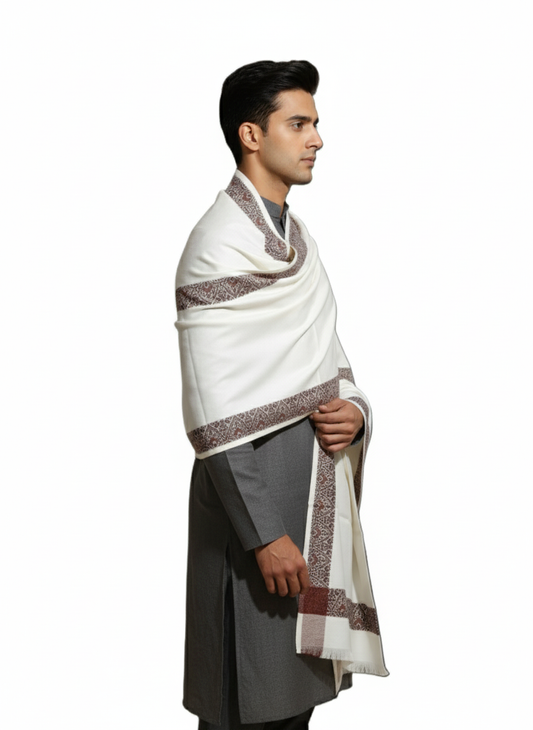 KRITI Woolen Border Design Lohi Cream Color For Male
