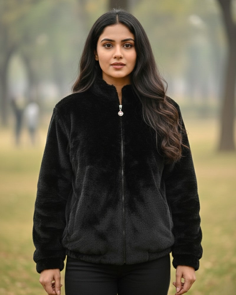 Women’s Premium Wool Blend Faux Fur Winter Jacket