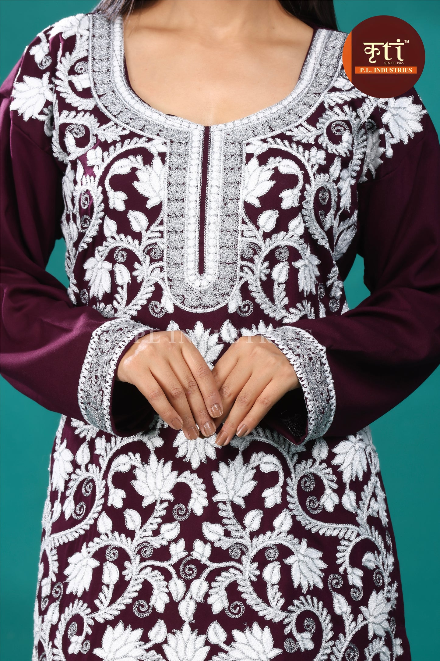 Rich Maroon Rayon Cotton Kurti – Adorned with Fine Floral Embroidery | Signature Ethnic Wear by Kriti Free Size
