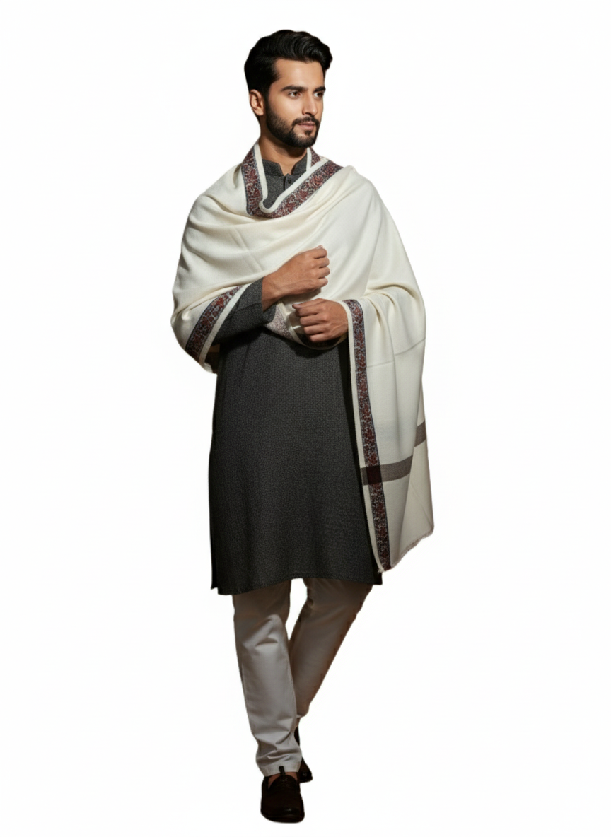 KRITI Woolen Designer Border Lohi Cream Color For Male