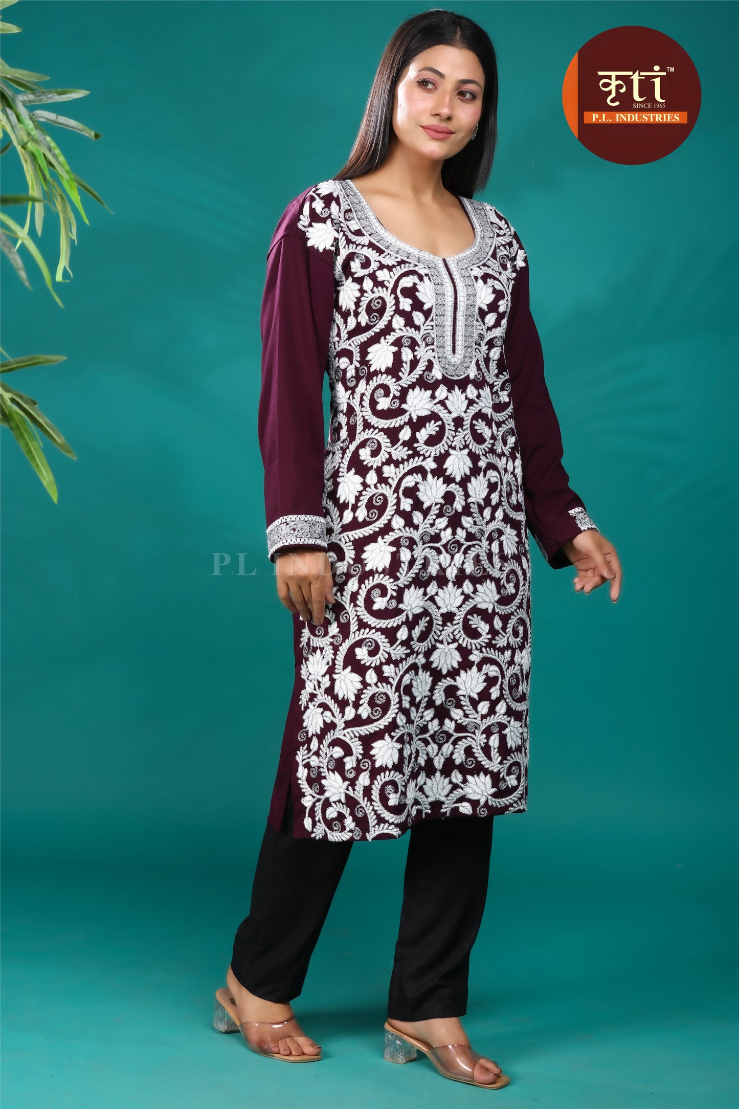 Rich Maroon Rayon Cotton Kurti – Adorned with Fine Floral Embroidery | Signature Ethnic Wear by Kriti Free Size