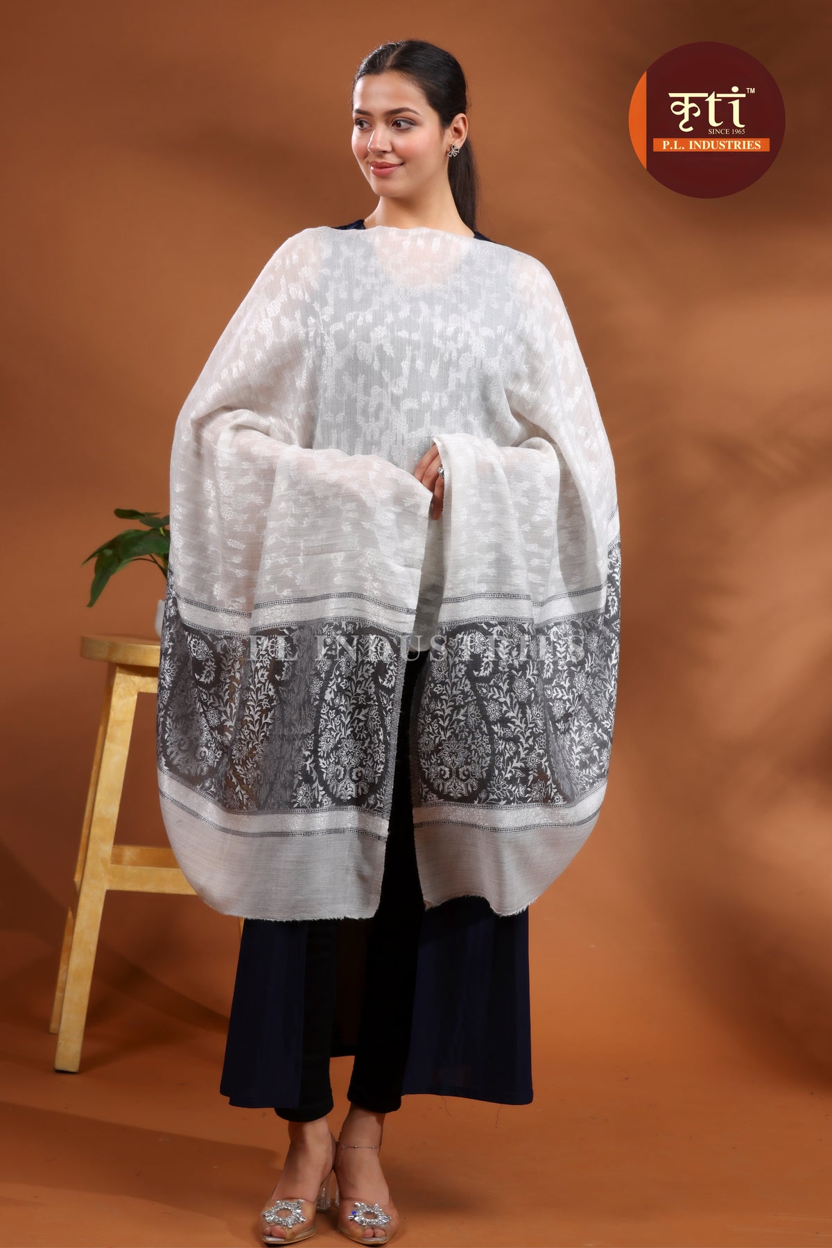 Premium Pashmina (Fine Wool) Lightweight Stole - Beige