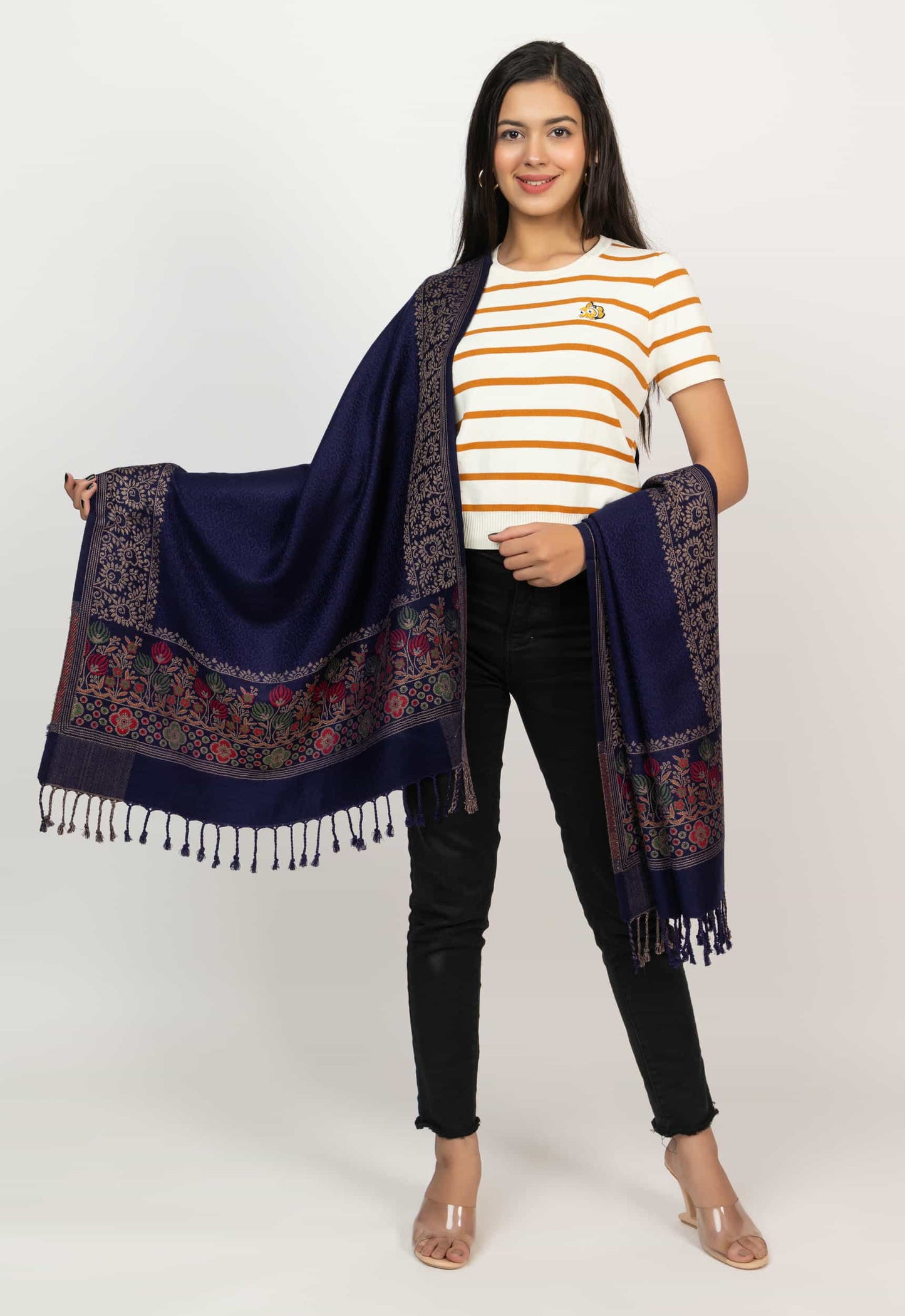 KRITI Black Camel Viscose Stole For Women.