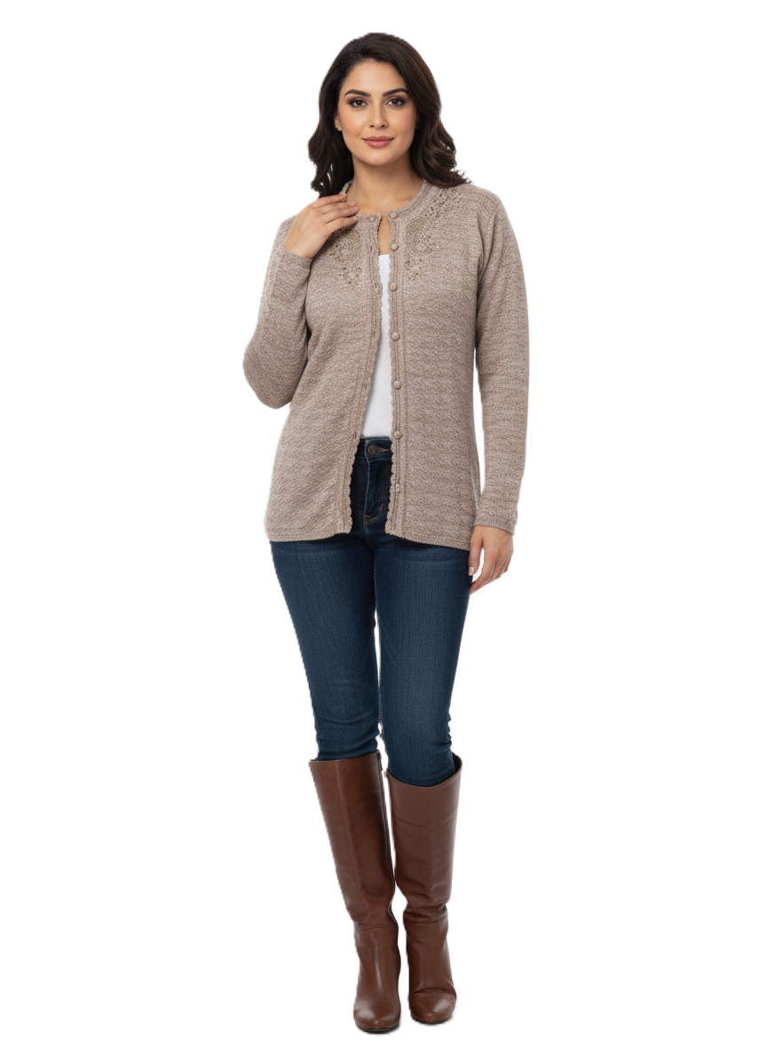 Winter Rainbow Embroidery Cardigan - Mouse