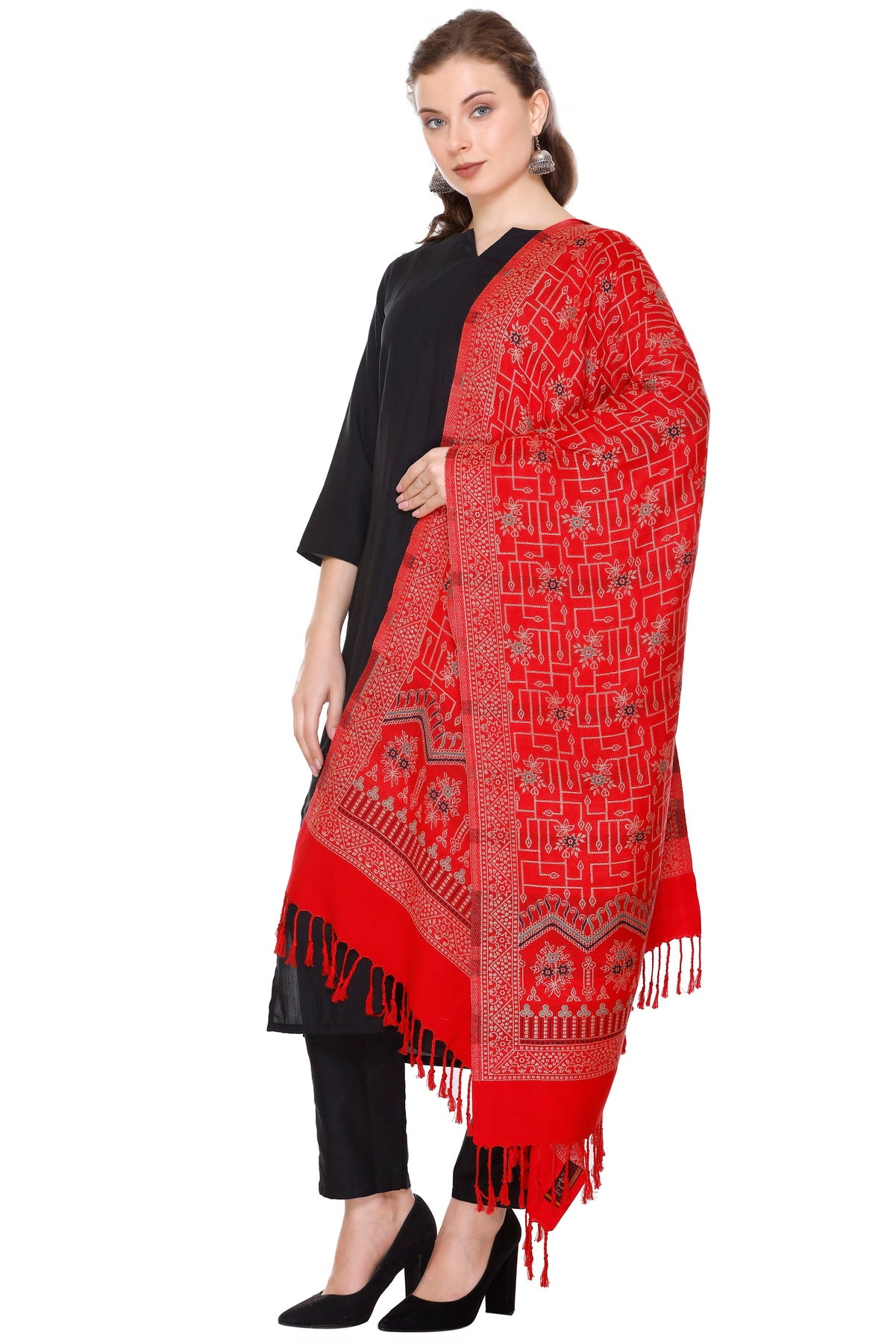 KRITI Red Viscose Stole For Women.