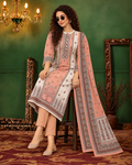 Embroidered Winter Woolen stitched Suit- Peach