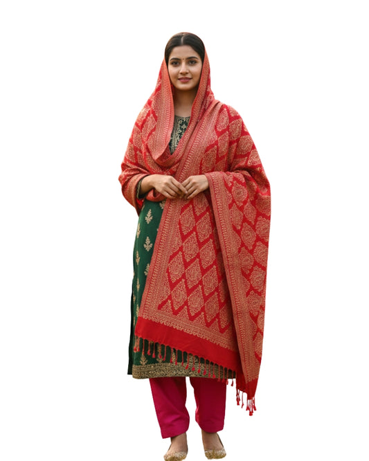 KRITI Diamond Design Warm Woolen Maroon Color Shawl for Women