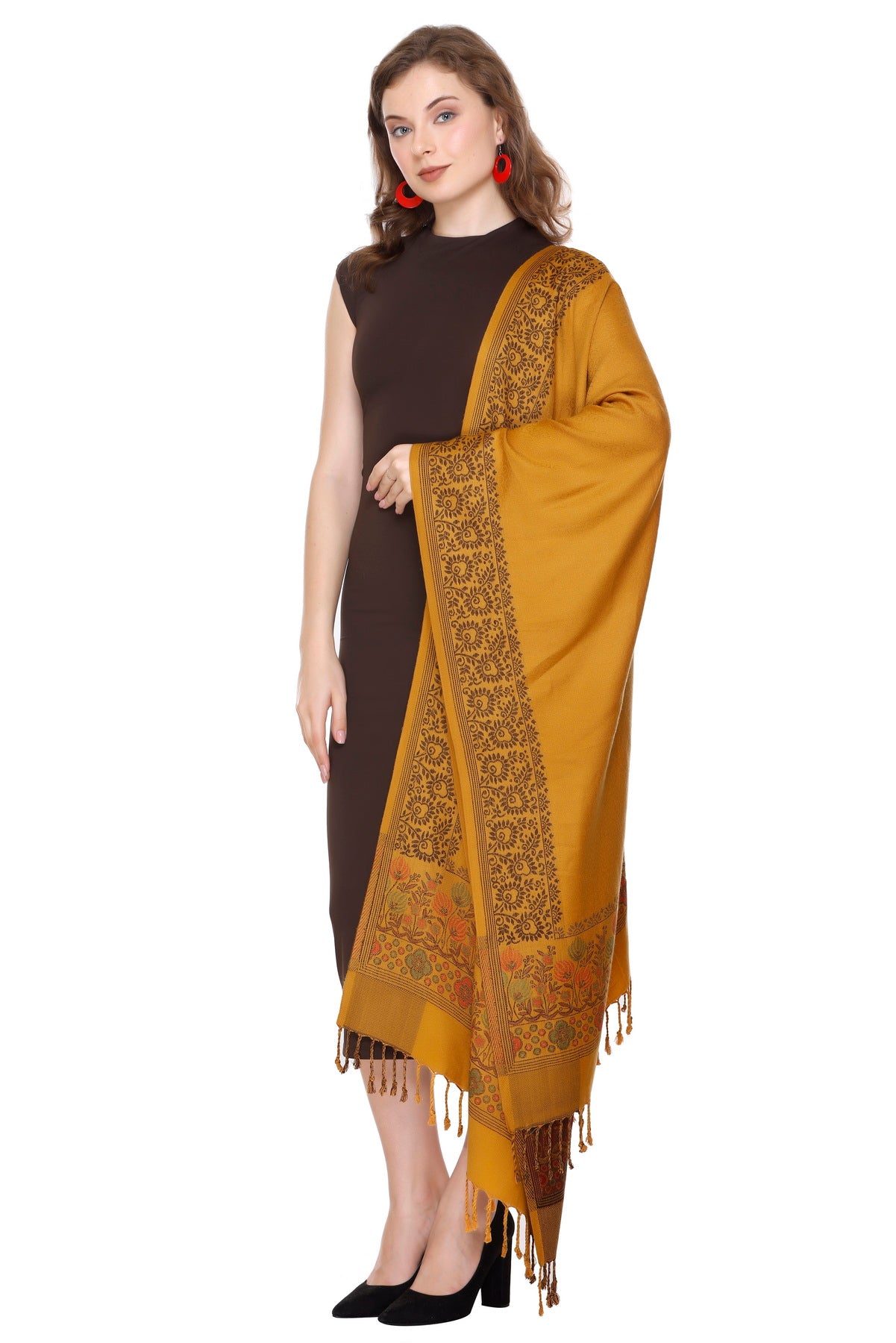 KRITI Mustard Viscose Stole For Women.