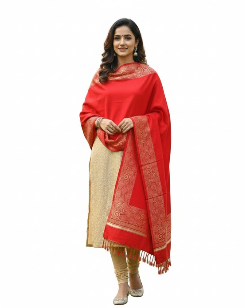 Winter Woolen Stole for Women - Red