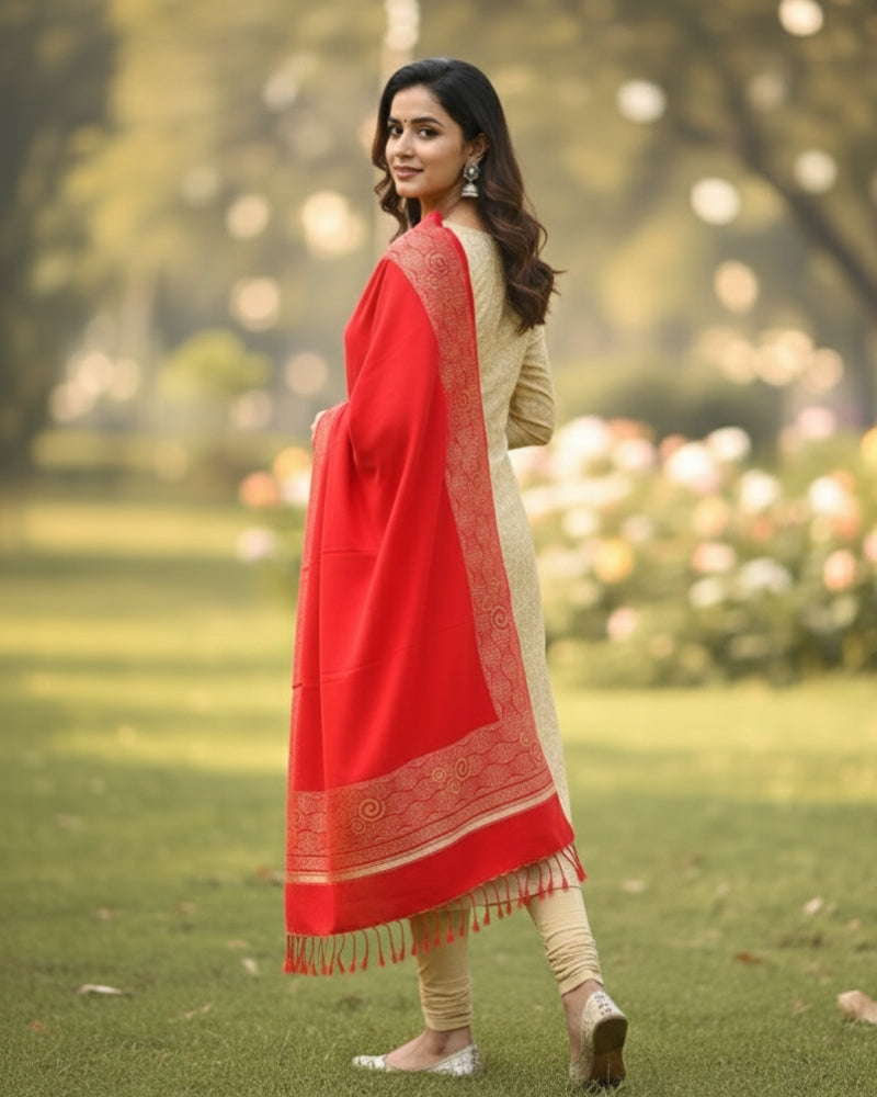 Winter Woolen Stole for Women - Red
