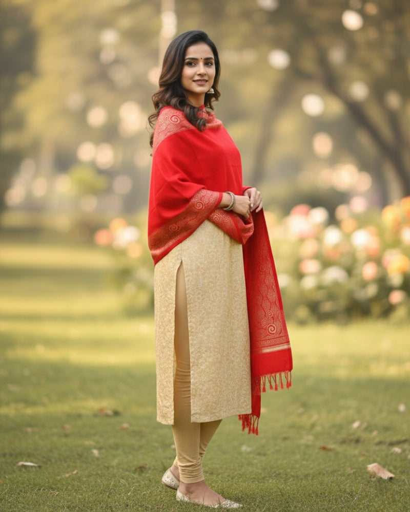 Winter Woolen Stole for Women - Red