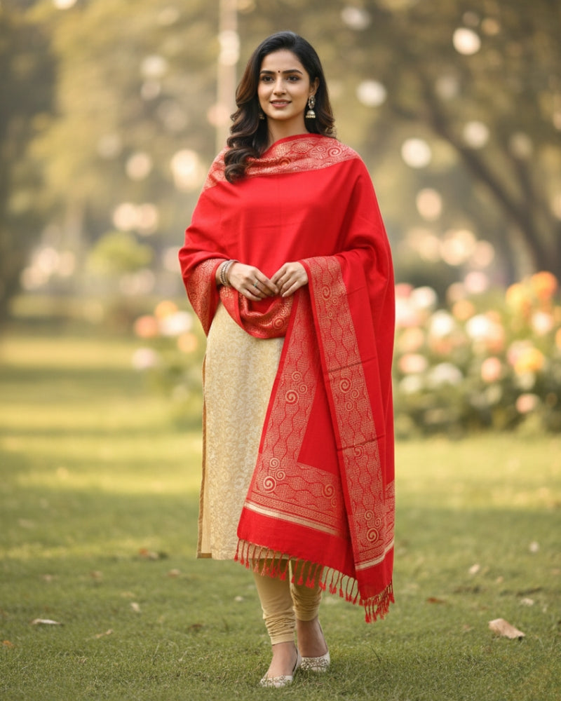 Winter Woolen Stole for Women - Red