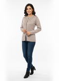 Winter Rainbow Embroidery Cardigan - Light Brown