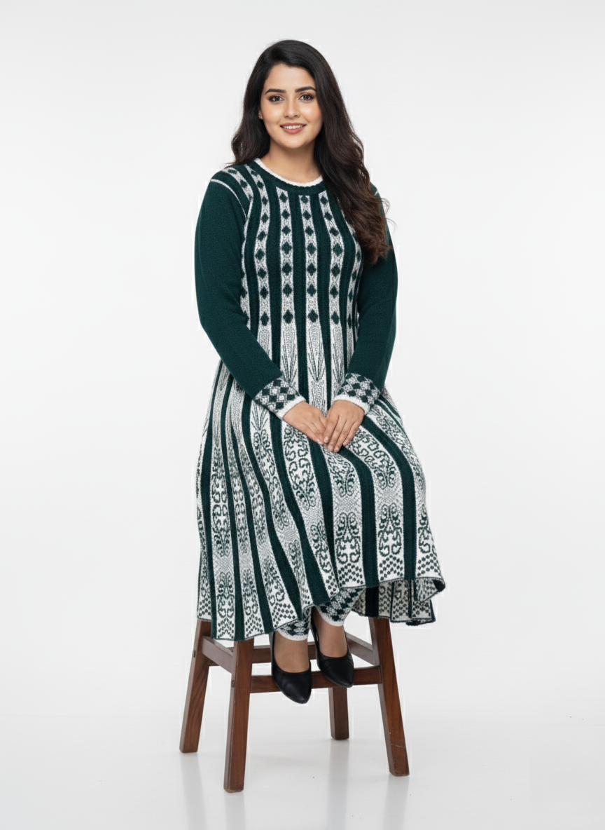 KRITI  Premium Women's Hair Soft Fabric Dark Green 2 PC Kurti Set