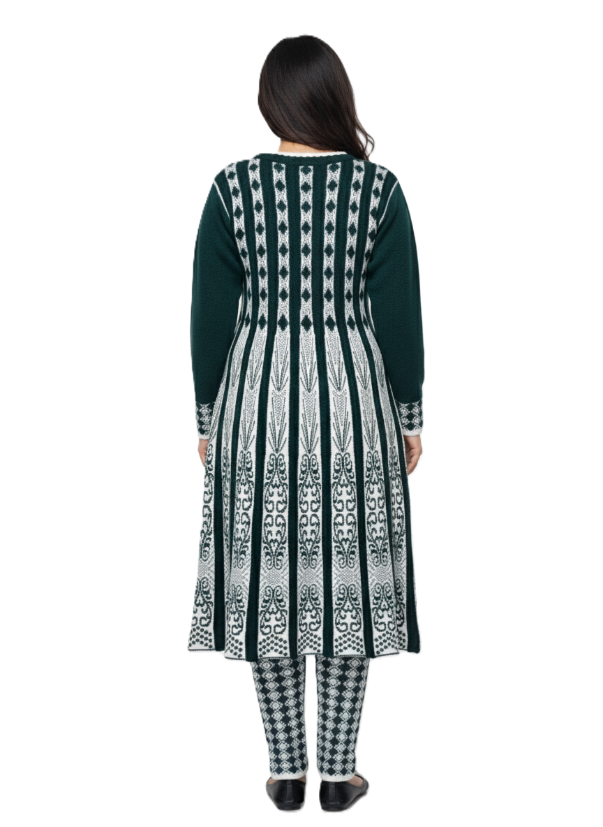KRITI  Premium Women's Hair Soft Fabric Dark Green 2 PC Kurti Set