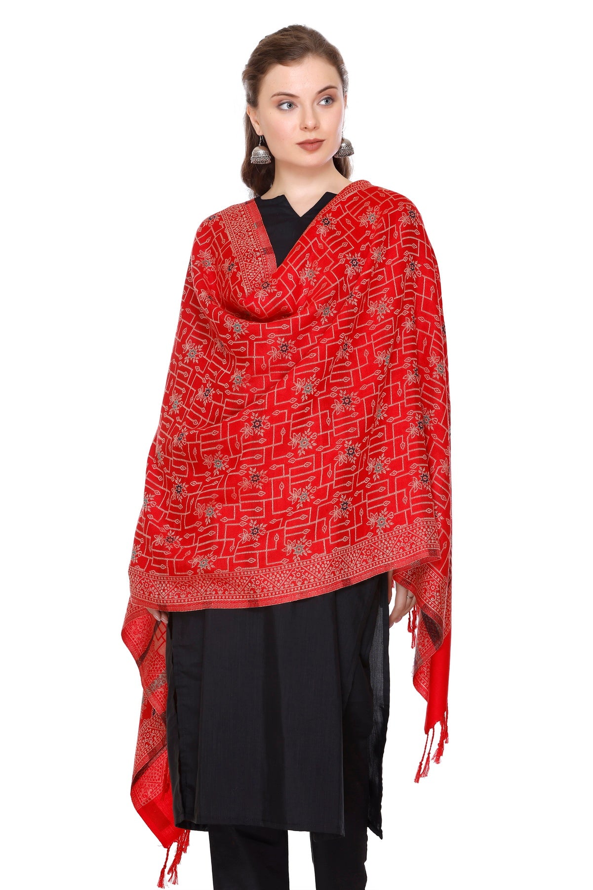 KRITI Red Viscose Stole For Women.