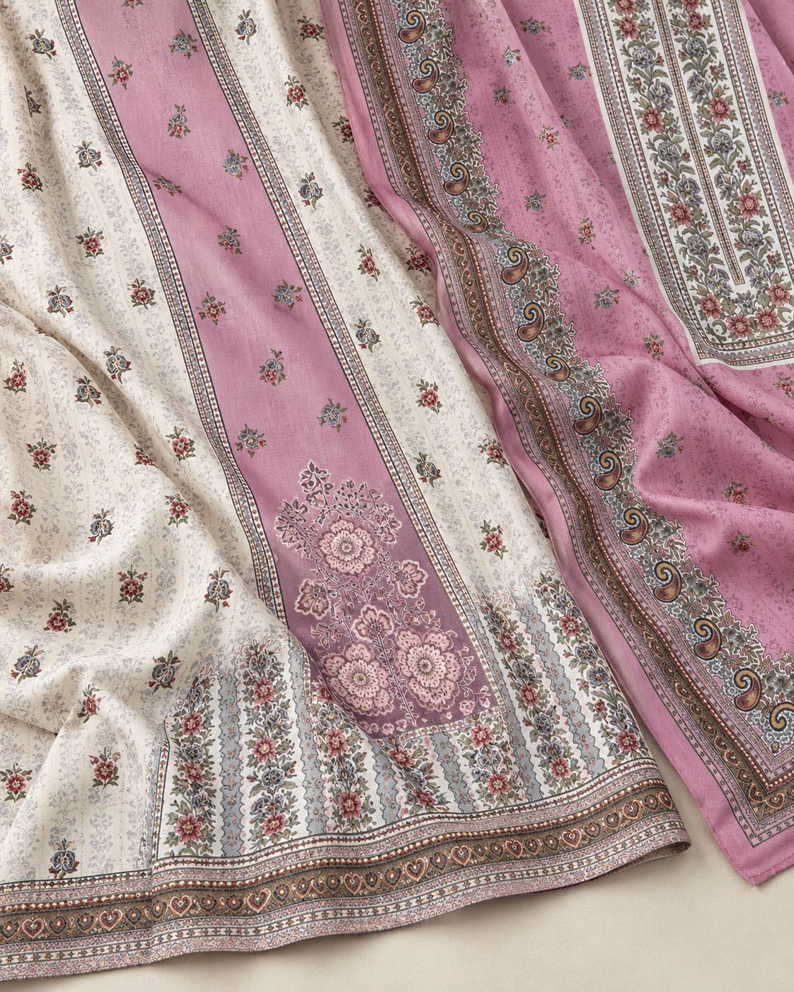 Embroidered Winter Woolen stitched Suit- Pink