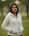 Woolen Blend Warm Hooded Sweatshirt - White