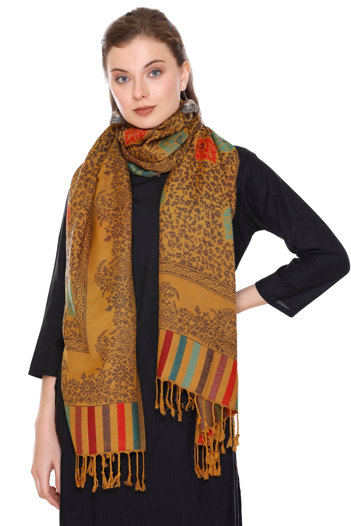 KRITI Mustard Viscose Stole For Women.