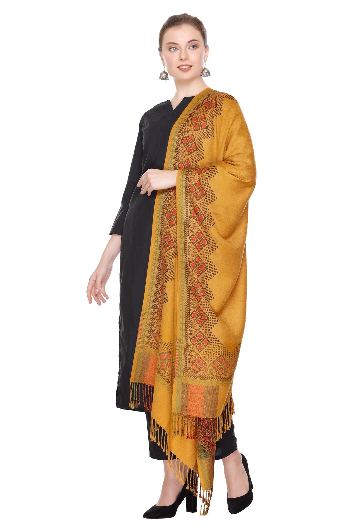 KRITI Mustard Viscose Stole For Women.