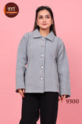KRITI Premium Plain Hair Fabric Button Winter Coat Grey Color For Women